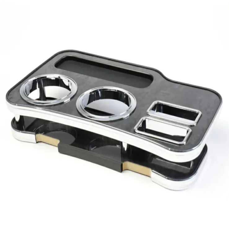 在庫1点 NV350キャラバン E26 フロント用 黒木目 ブラックウッド スリーピース オリジナル 自動車用 センターテーブル ドリンクホルダー 付き コースター付属 ThreePiece!エンブレム付属 フロント テーブル