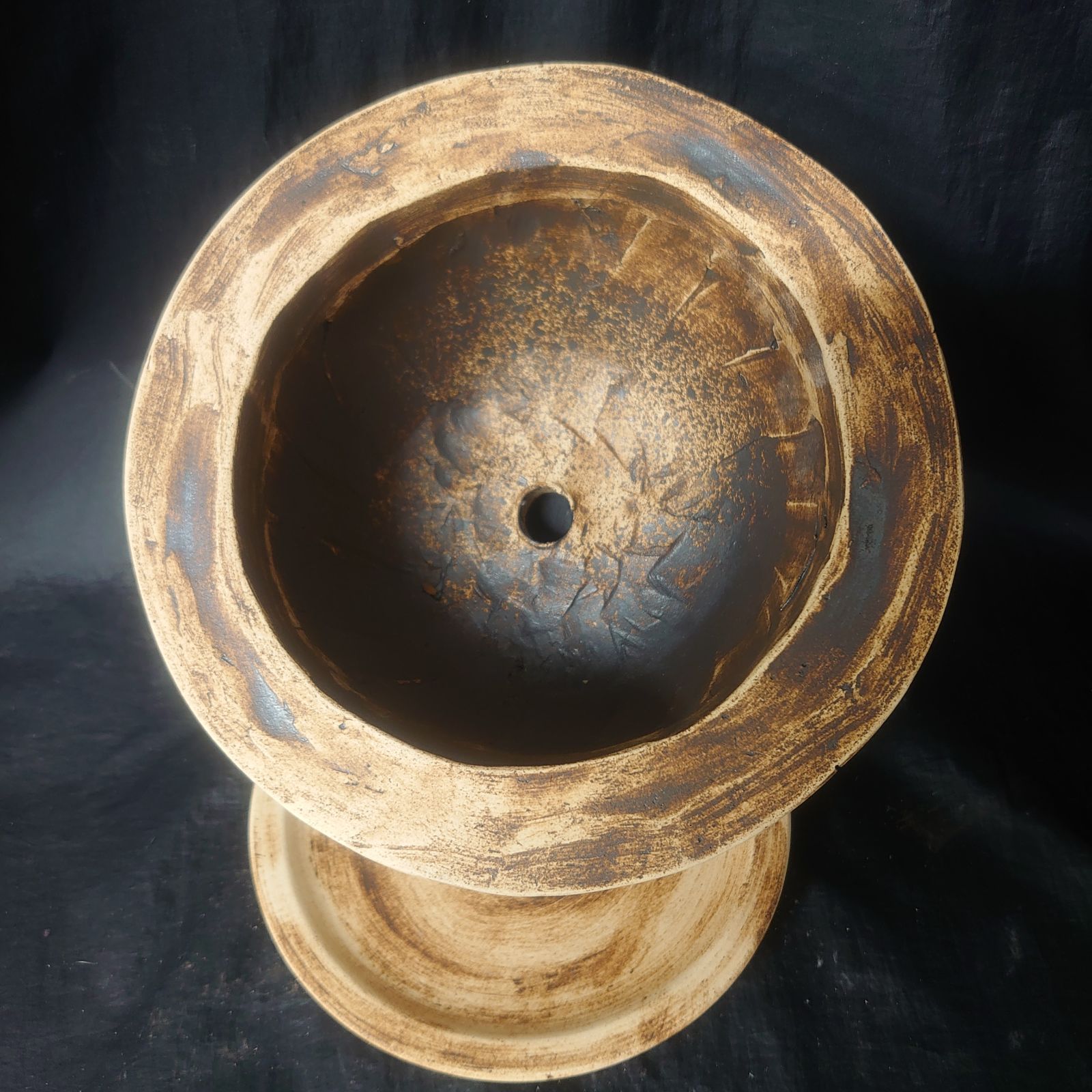 信楽焼 陶器製植木鉢 フェザントポットシェル 植木鉢受皿セット コゲ