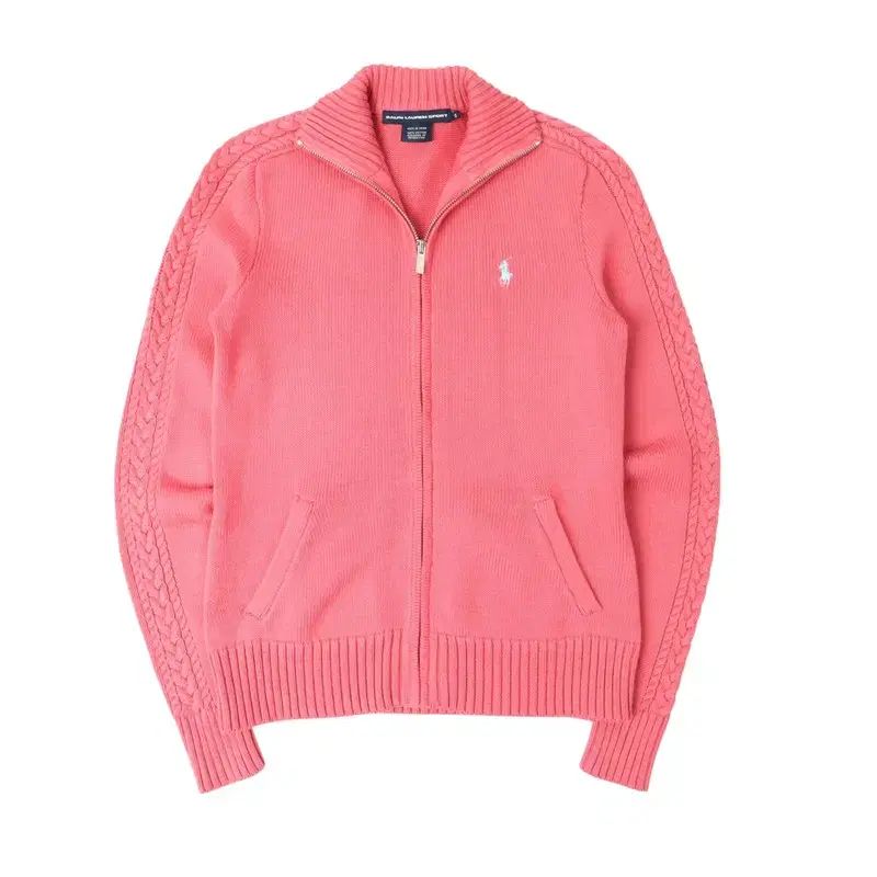 ポロ Ralph Lauren ラルフローレン ピンク コットン ニット ジップアップ カーディガン