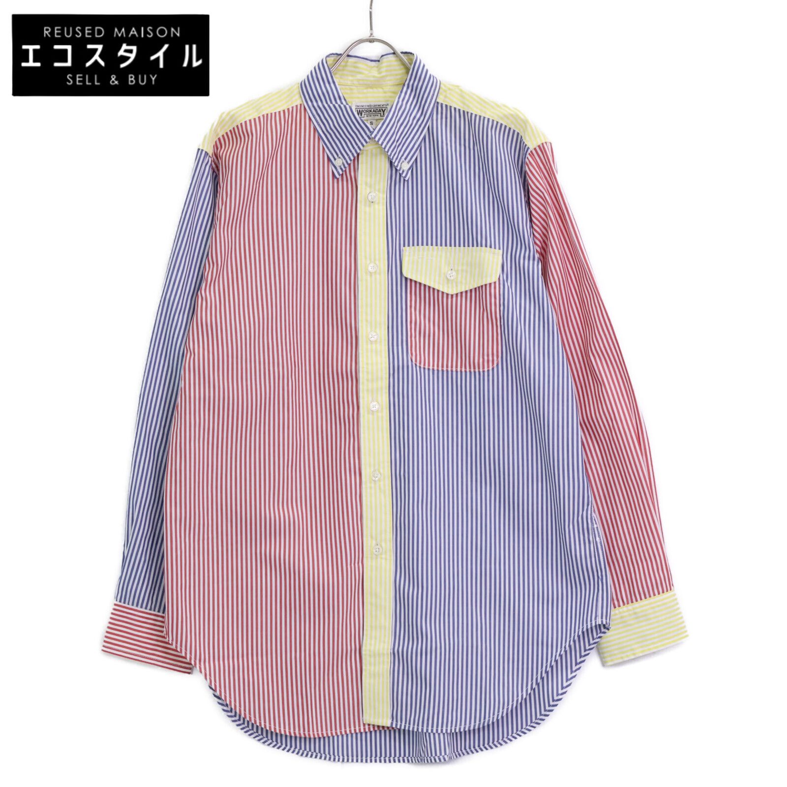 Engineered Garments エンジニアードガーメンツ クレイジーストライプ コットンポプリン BD S