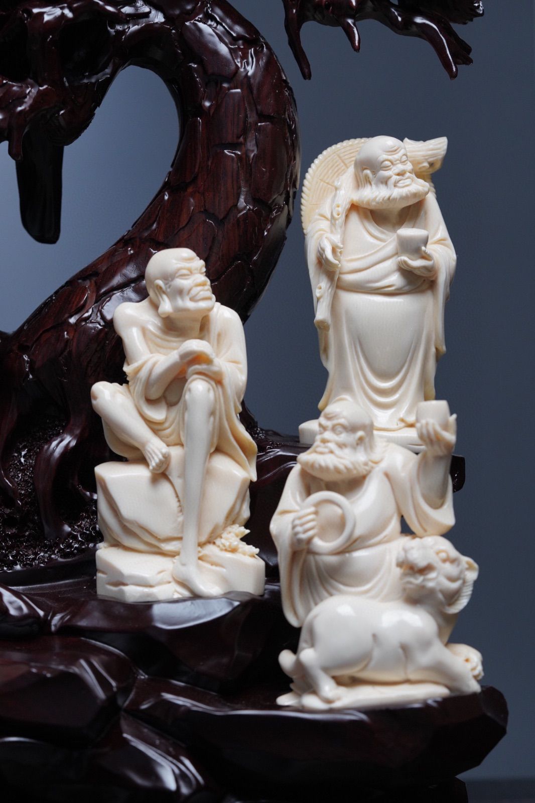 天然マンモス牙美しい手作り彫刻一鷺蓮昇香筒 | www.innoveering.net
