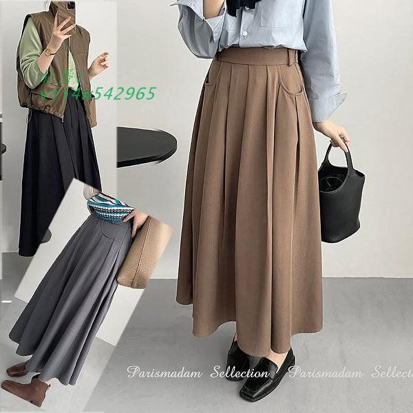 大人キュロットスカート パンツ マキシ丈 ロング丈 タックフグレー ベージュ通勤通学20代30代40代50代60代 vii4w542965
