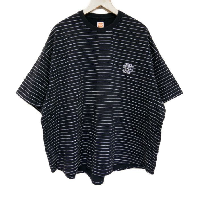 SEE SEE SEESEE シーシー 国内正規 SUPER BIG BORDER SHORT SLEEVE TEE スーパービッグ ボーダーTシャツ  ロゴ 半袖 NAVY ネイビー 紺 L - メルカリ