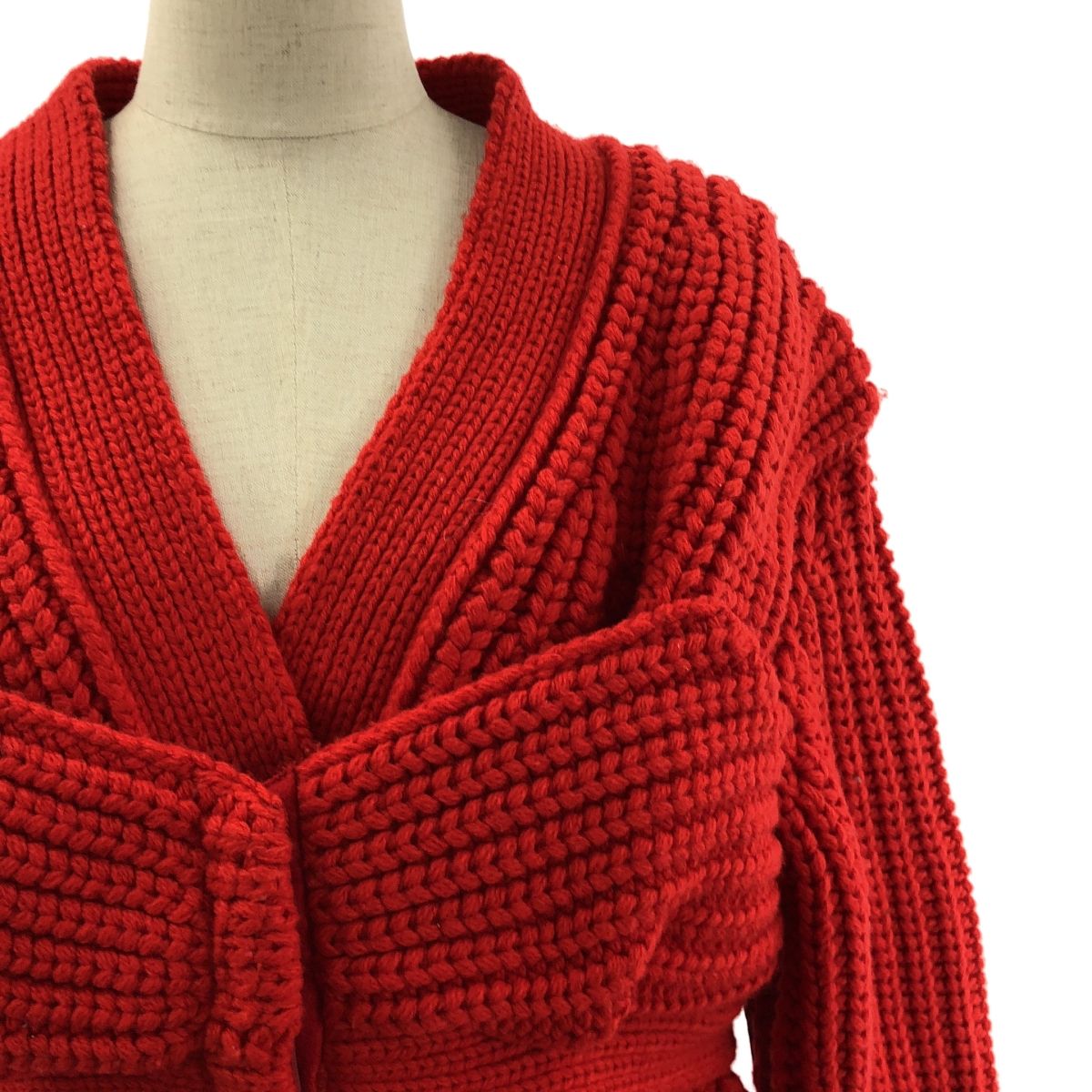 sacai | サカイ | 2025AW | ウール エルボーパッチ リブ ニット ロングカーディガン | 1 | レッド | レディース