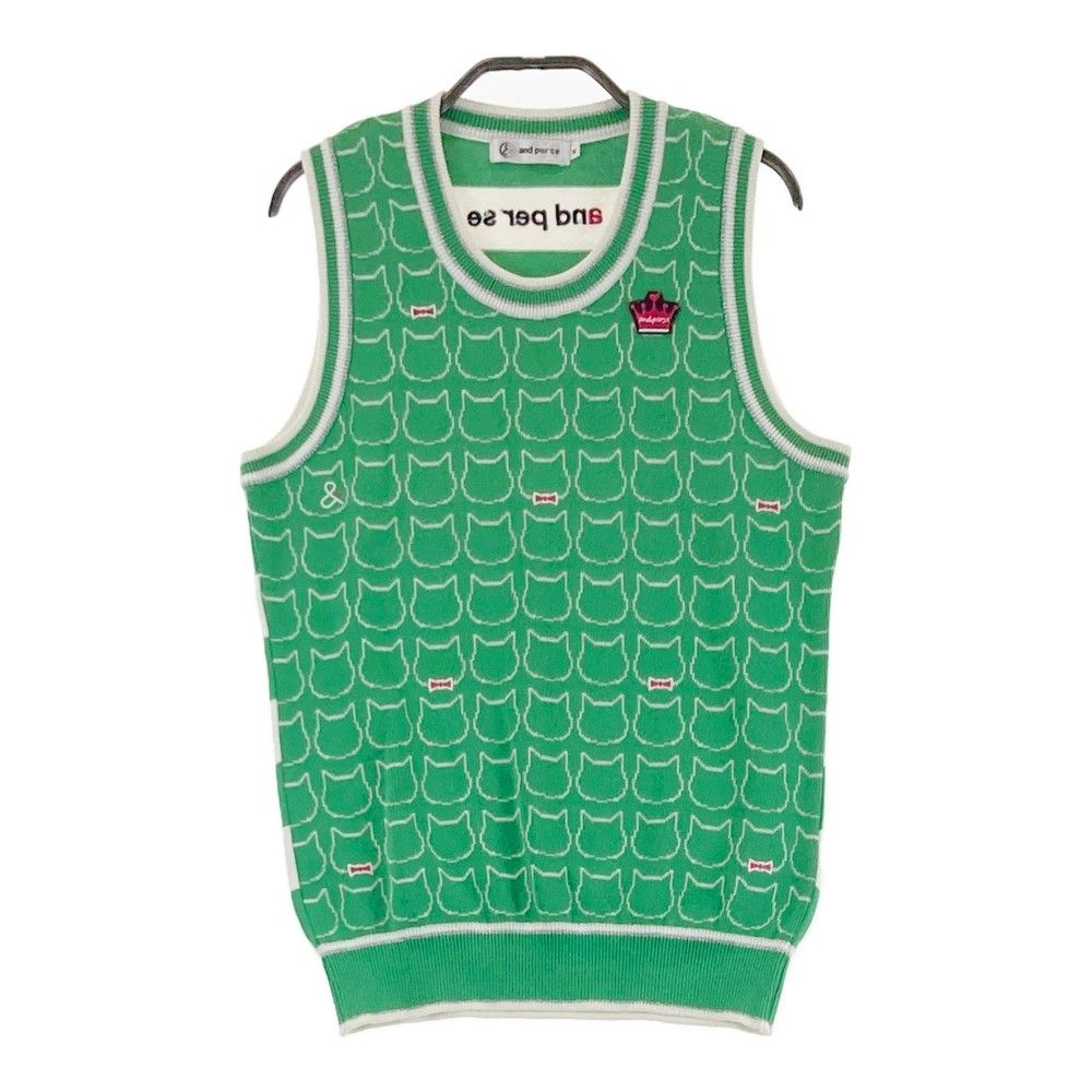 and per se レディース ニットベスト M サイズ サイズ：M AND PER SE アンパスィ ニットベスト ネコ ボーダー柄