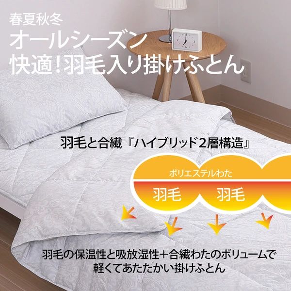 nishikawa 西川 羽毛入り布団3点セット 羽毛入掛ふとん 軽量敷ふとん まくら EP0551 シングルロング MARWIL-DEMENAGEMENTS_CH