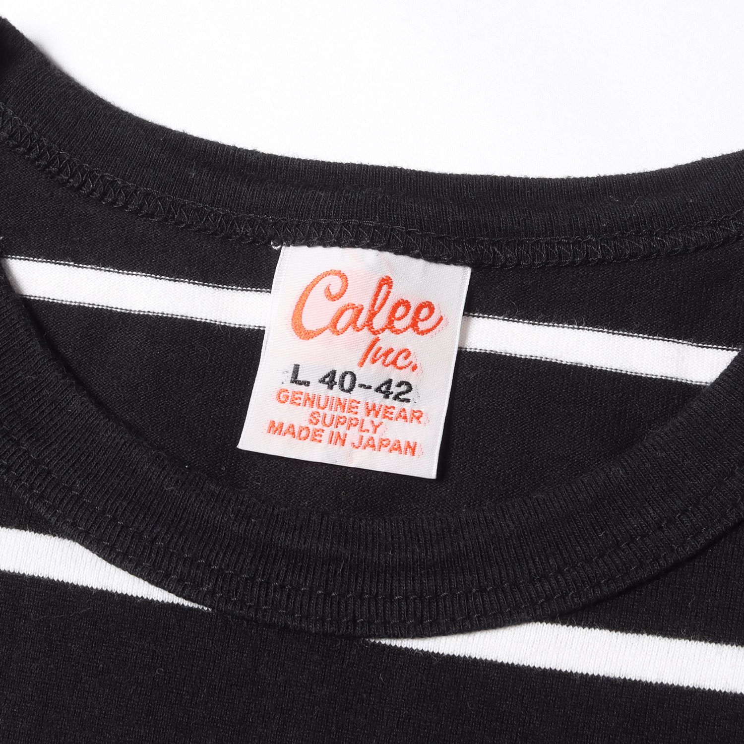 CALEE キャリー Tシャツ サイズ:L ボーダー ポケット クルーネック T