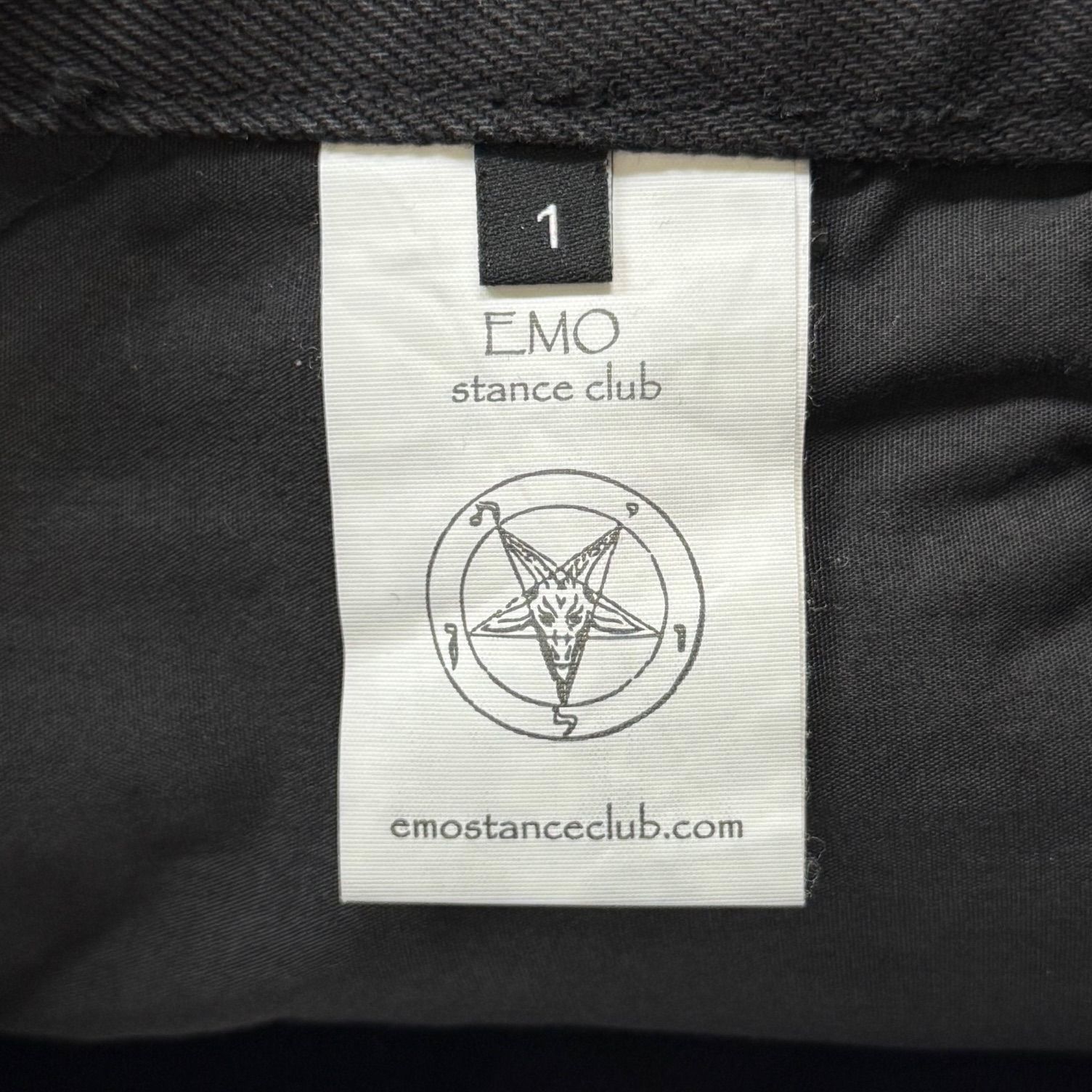 参考上代39600円 EMOSTANCECLUB LEATHER PATCHED BIKER FLARE JEANS 