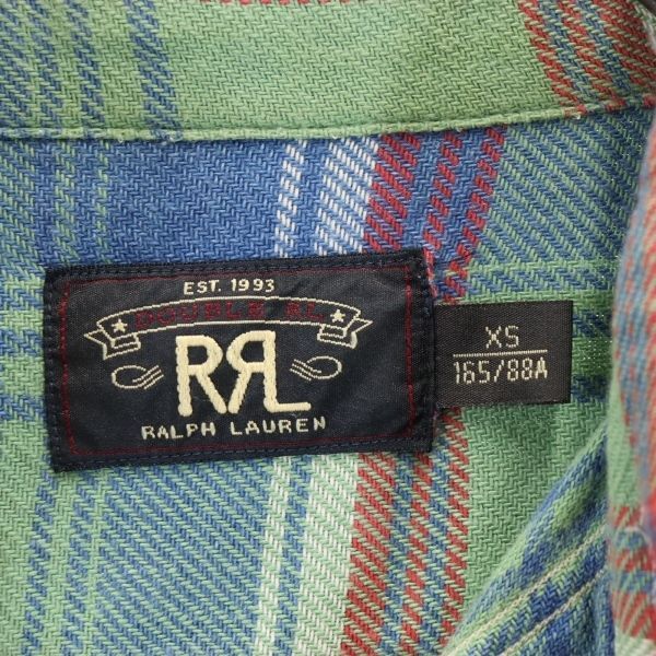 RRL 黒タグ 一ツ星 チェック 長袖 シャツ XS グリーン系 ダブルアール