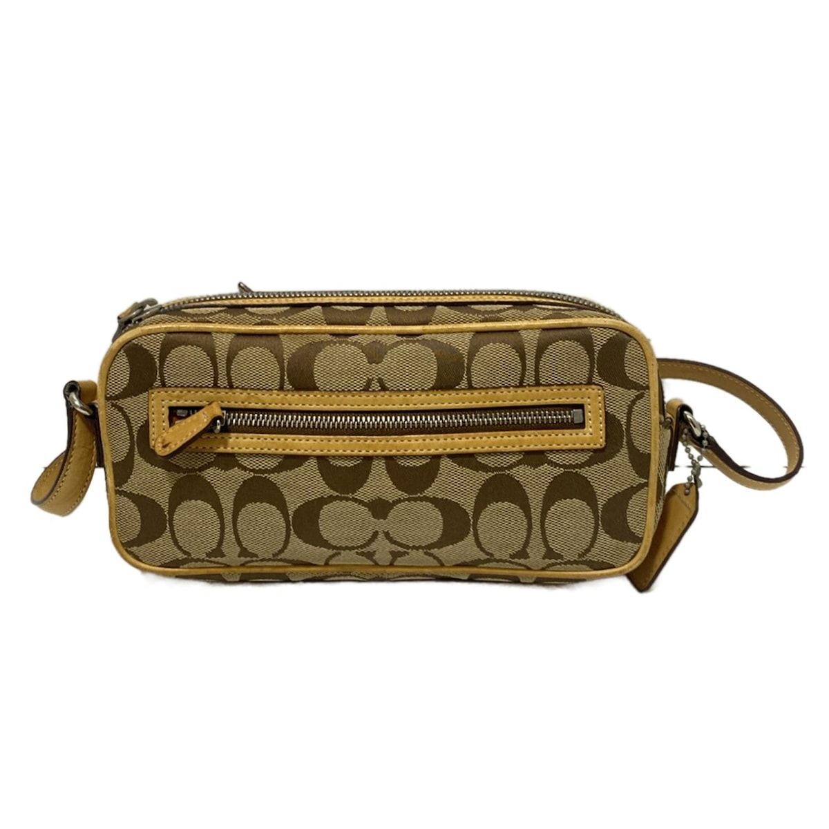 COACH コーチ ショルダーバッグ シグネチャー柄 6616 カーキ×ベージュ レザー
