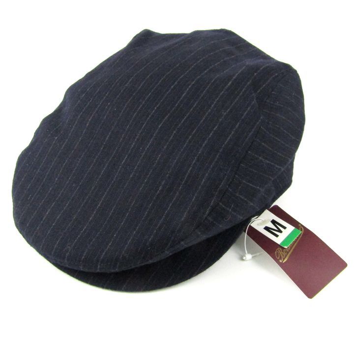 ボルサリーノ ハンチング ストライプ ウール 帽子 ブランド メンズ メンズ Mサイズ ネイビー Borsalino