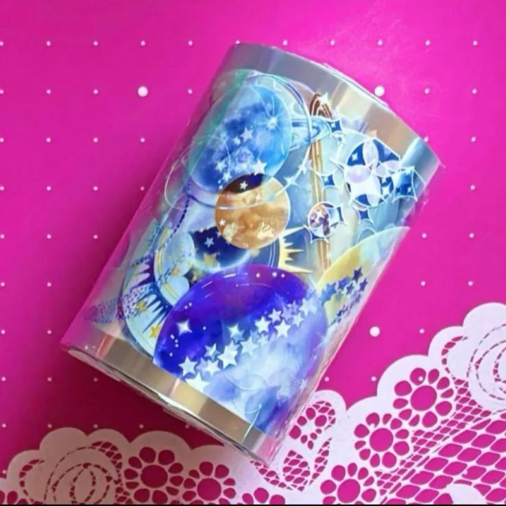 頑張った 贝壳光 6.5cm×10m 梦空星迹 海外マスキングテープ