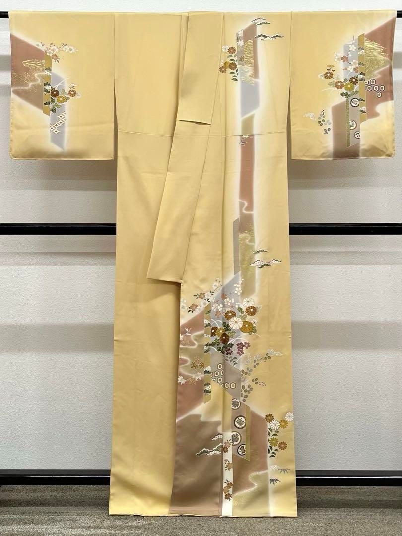 千總 西武扱い 付け下げ 金駒 金彩 正絹 躾糸付き パールトーン加工 X558 千總 西武扱い 付け下げ 金駒 金彩 正絹 躾糸付き パールトーン加工