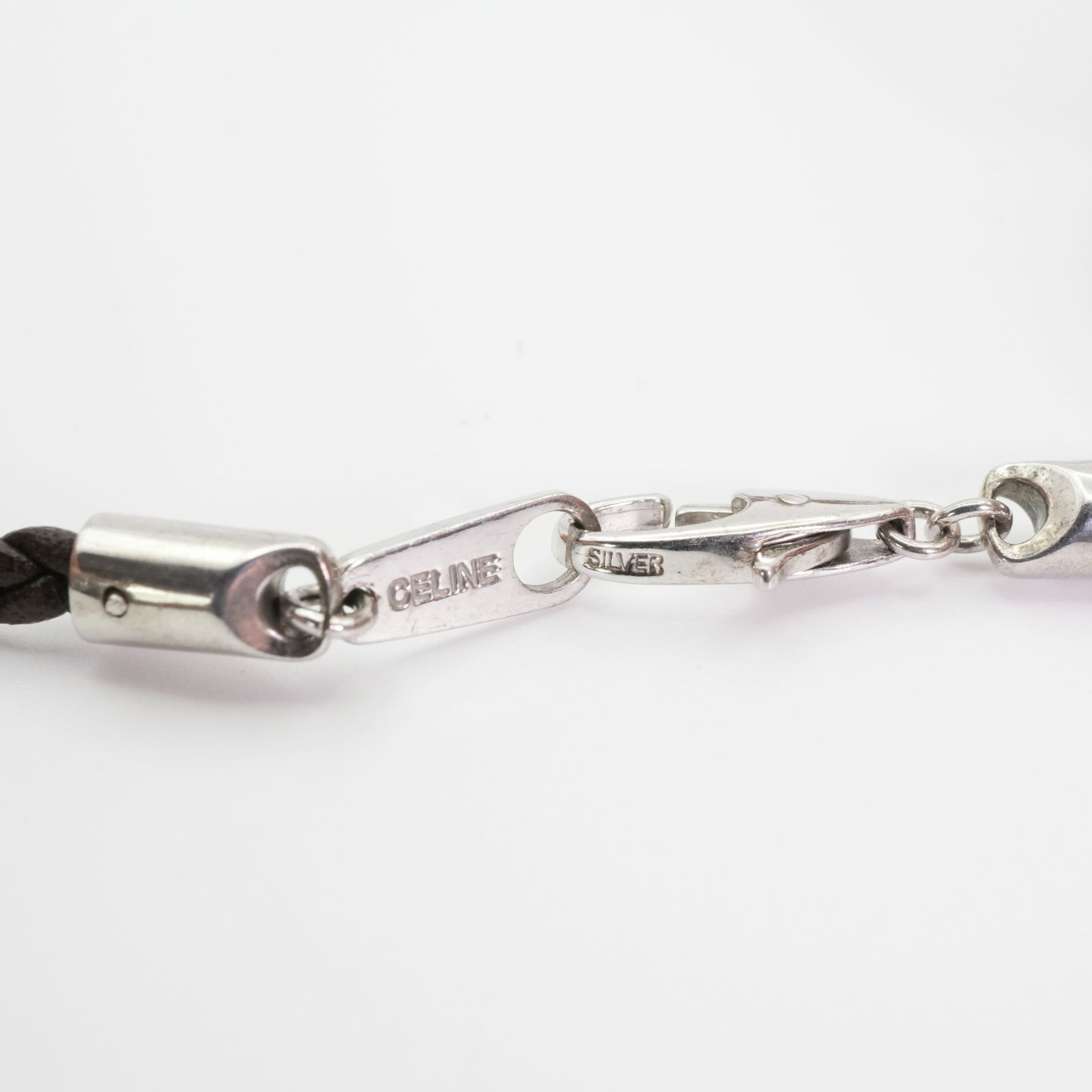 バラ売り不可 セリーヌ 3連トップ チョーカー レザー シルバー|25-1569M