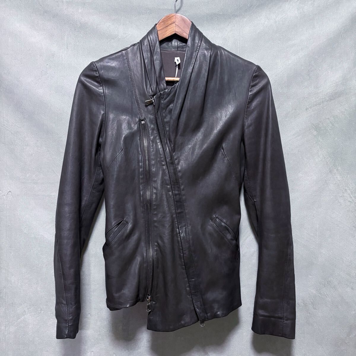 Masnada マスナダ GY30 Motorcycle Jacket 羊革 ラムレザー 変形 ダブル ライダース ジャケット size.40(XS) ブラウン 少変色 イタリア製