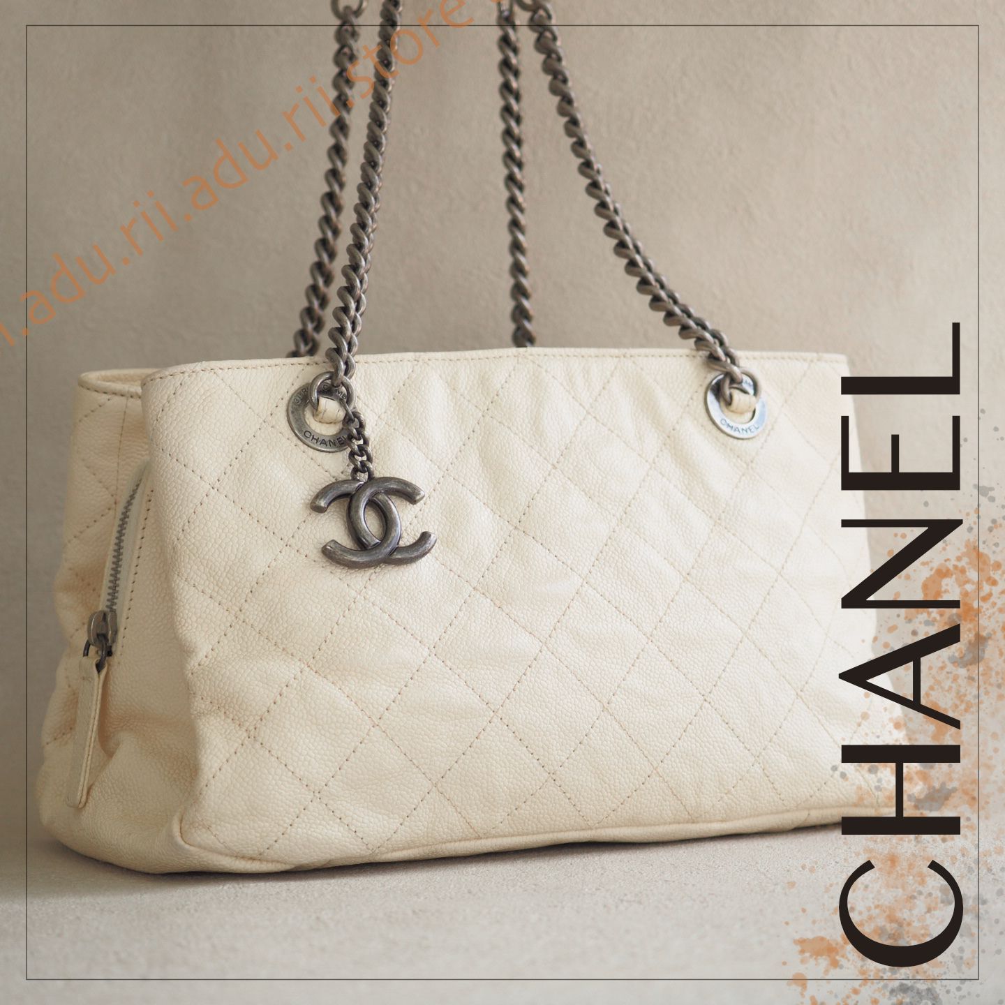 5219】シャネル CHANEL マトラッセキャビアスキンレザーチェーン