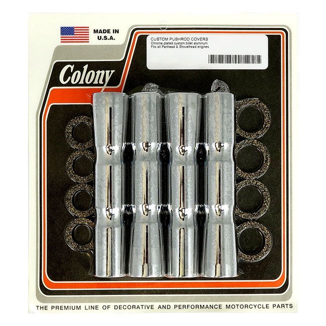 COLONY B.T. ribbed lower pushrod cover set. Chrome | 515935