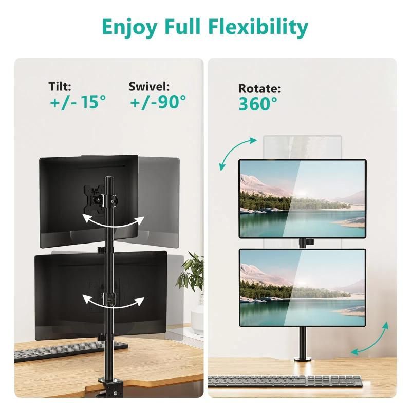 WaliデュアルLCDモニタデスクマウントスタンド( wl-m002 ) Desk Mount with Extra Laptop Tray WL-M001LP 並行輸入 デュアルモニターデスクマウント、フルモーションガススプリング