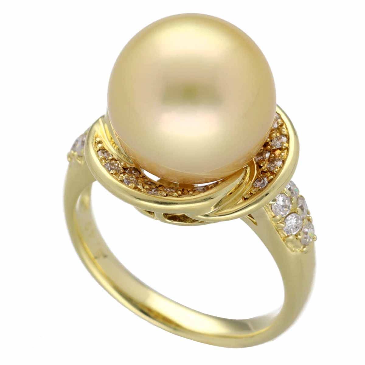 南洋白蝶真珠 ゴールデンパール(12.0mm-12.1mm) ダイヤモンド(0.40ct  