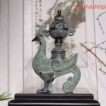香炉 鳳 置物 鑑賞 合金製 Mサイズ
