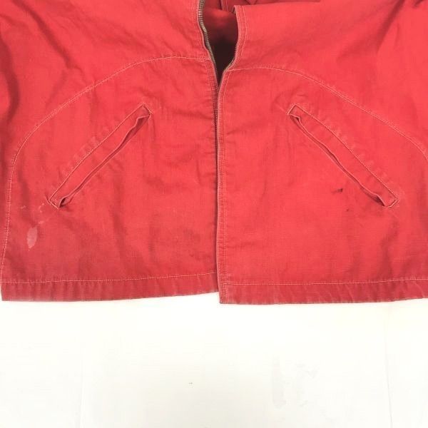 40s-50s-60s/ビンテージ/Vintage Crown zipper/★DAN /ダンリバー★フルジップ/ワークジャケット/ブルゾン/アウター【メンズL/赤】クラウンジッパー◆BC265 40s-50s-60s/ビンテージ/Vintage Crown zipper/☆DAN RIVER/ダンリバー