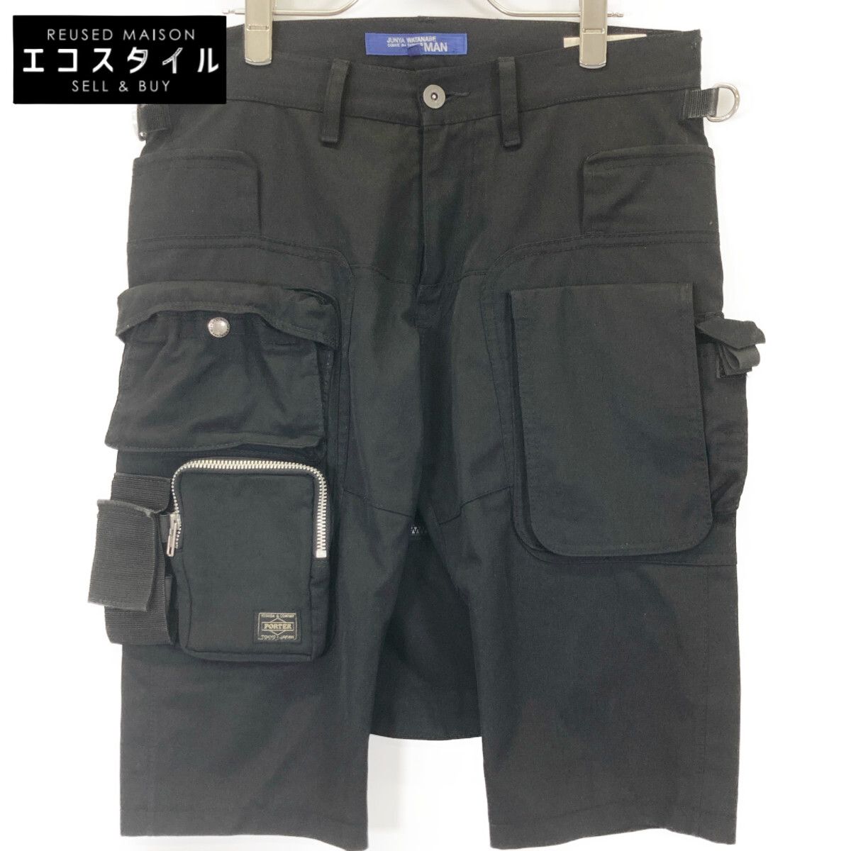 COMMEdesGARCONS JUNYA WATANABE コムデギャルソンジュンヤワタナベ ×ﾎﾟｰﾀｰ WO-P003 ﾌﾞﾗｯｸ ﾀｸﾃｨｶﾙ ﾊｰﾌﾊﾟﾝﾂ M