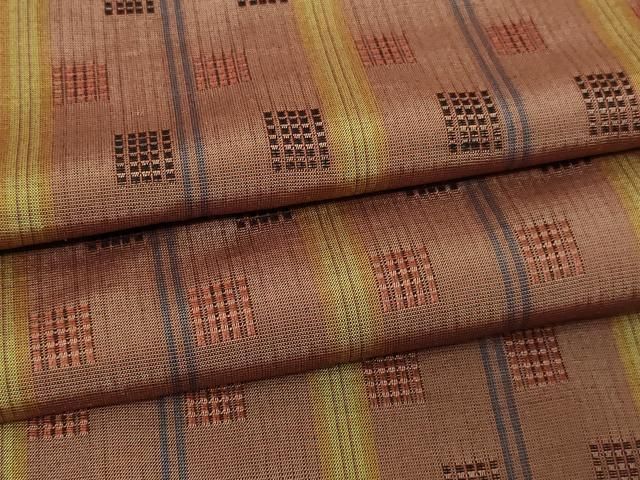 平和屋着物○結城紬 80亀甲 葡萄蔦の葉文 健勝苑扱い 正絹 逸品