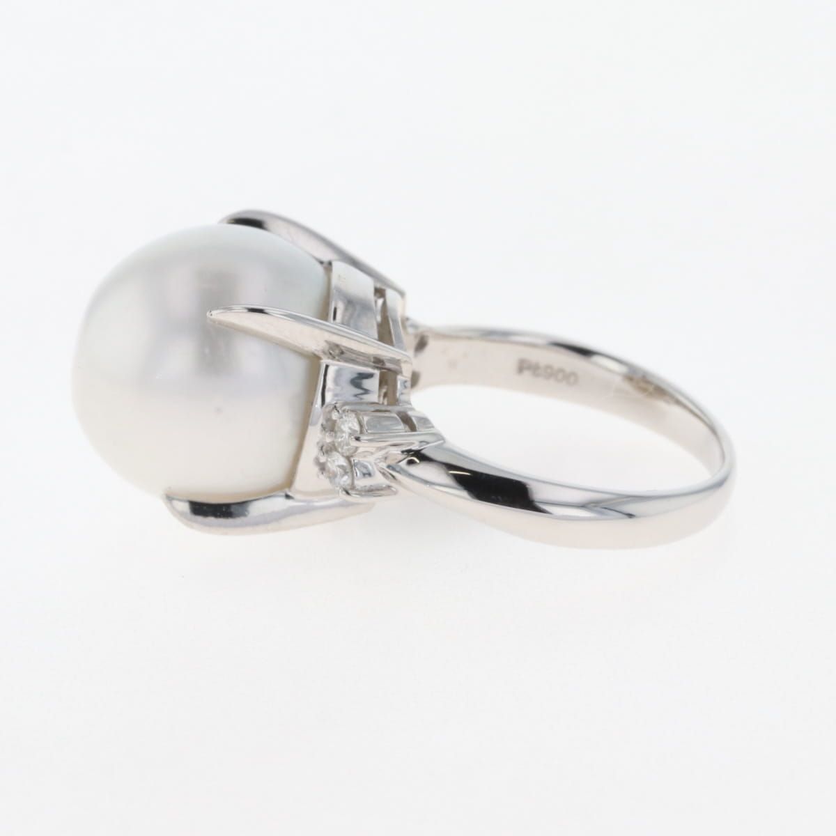 在庫一掃】 パール デザインリング プラチナ 指輪 メレダイヤ 真珠  