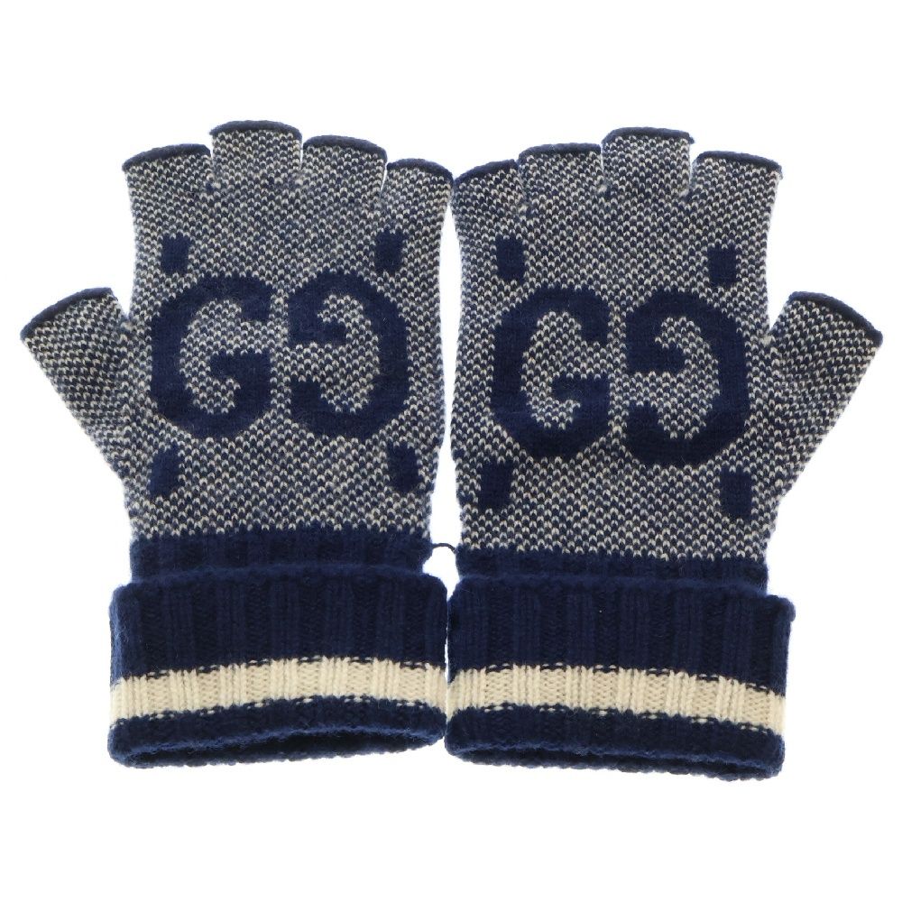 GUCCI / 手袋/カシミア/NVY/レディース/726586 GUCCI (グッチ) カシミア フィンガーレスグローブ 手袋 ネイビー