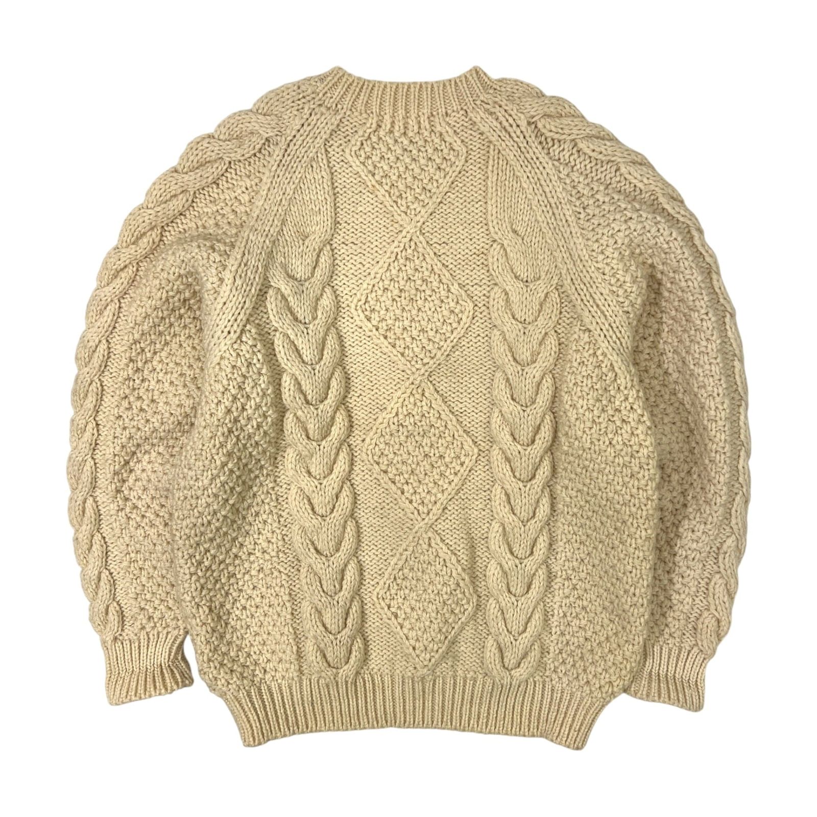 PAPAS パパス ハンドニット フィッシャーマンセーター アイボリー