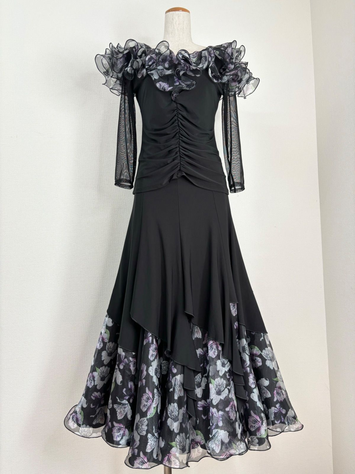 新品》社交ダンス オーガンジーミックス オーガンジーフリル