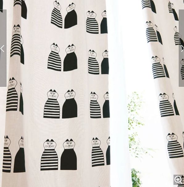 ＜２枚セット＞カーテン★リサ・ラーソン★北欧「マイキー１００・１３５」 リサ・ラーソン｜ストライプが印象的なマイキーがプリントされた3級