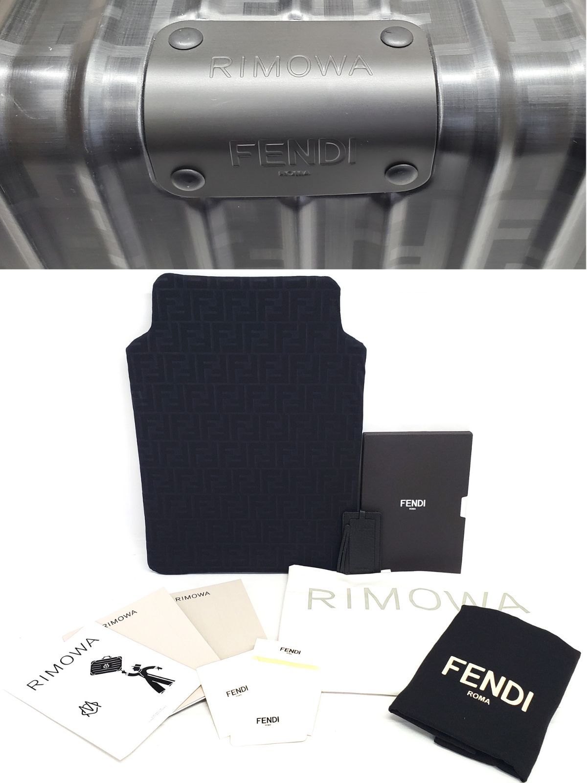 G372◆未使用【リモワ フェンディ RIMOWA FENDI コラボ】4輪 キャリーバッグ アルミニウム 972.90 クラシックキャビンS◆FFロゴ総柄 ズッカ 33L マットブラック