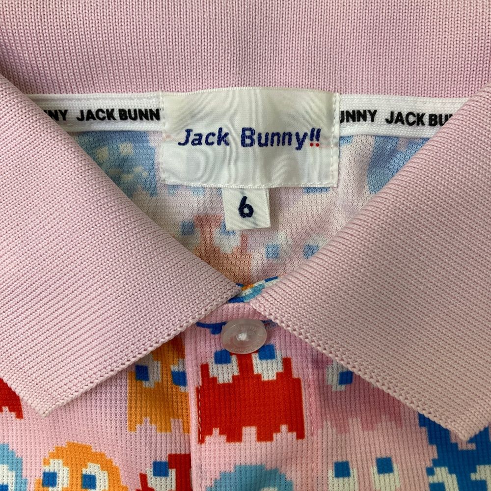 JACK BUNNY(ジャックバニー)半袖シャツジャングル総柄ゴルフウェアメンズ サイズ：6 JACK BUNNY ジャックバニー ×PAC-MAN 半袖ポロシャツ 総柄