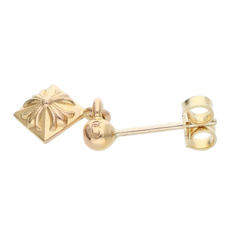 【極美品】 クロムハーツ ピアス CHプラス ピラミッド ドロップ ポスト14K クロムハーツCHプラスピラミッドスタッド（ピアス）|クロム