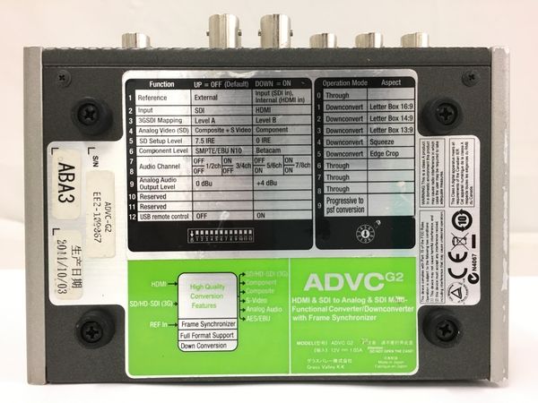 【ジャンク】Grass Valley コンバーター Grass Valley グラスバレー ADVC G2 デジタルビデオコンバーター