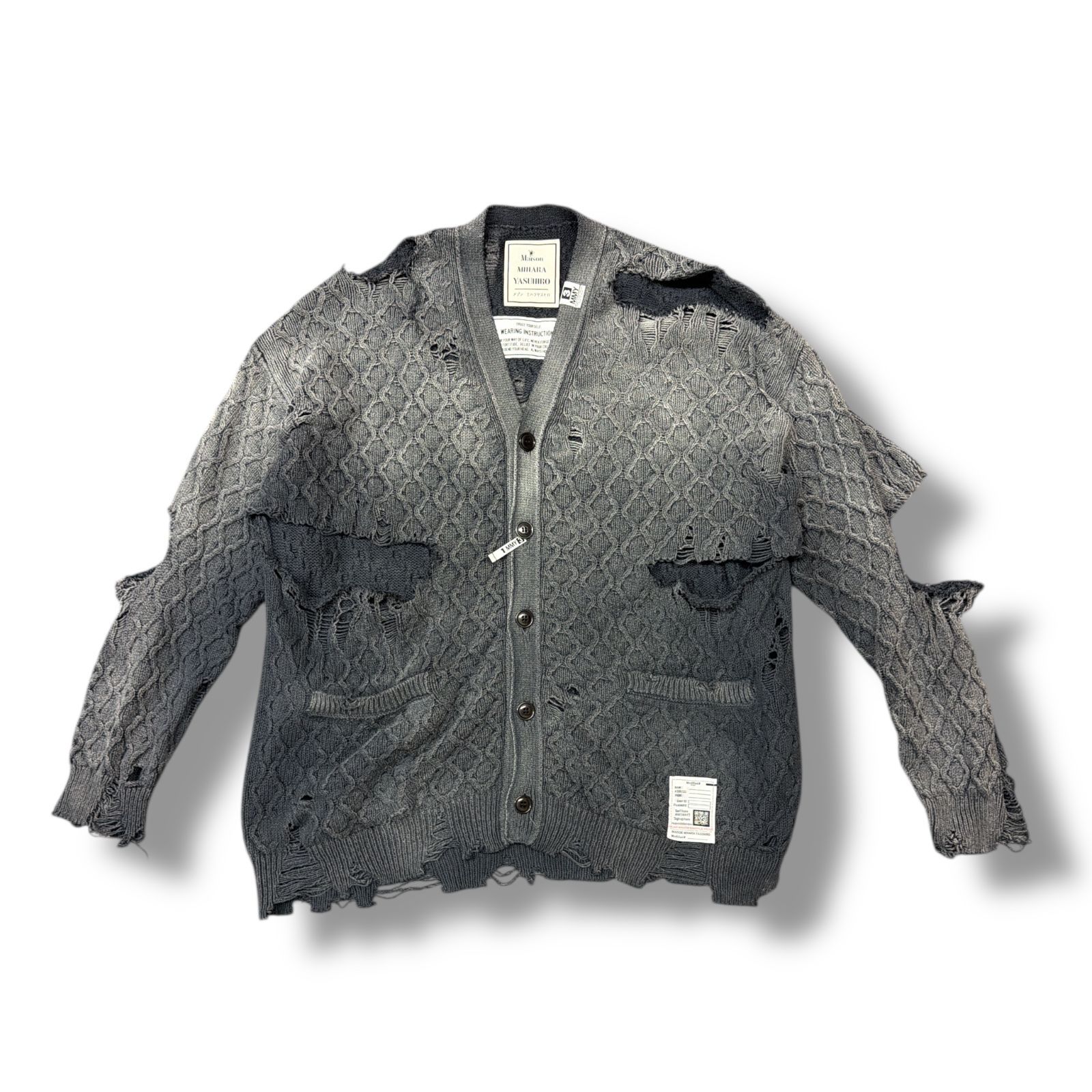 ミハラヤスヒロ 24AW デストロイカーディガン Maison MIHARA YASUHIRO - 【24AW】ディストレスド ニット