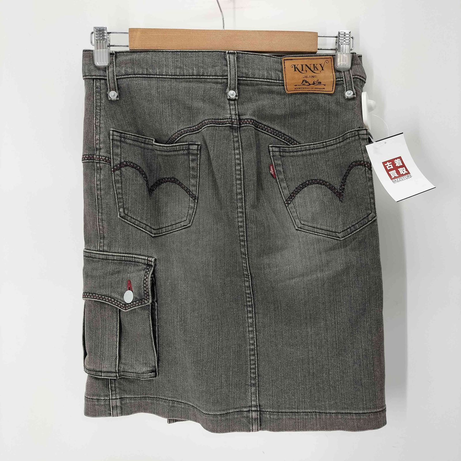 希少 ヒステリックグラマー ブラックデニム スカート ダメージ加工 スタッズ M ヒステリックグラマー HYSTERIC GLAMOUR KINKY デザインカーゴ