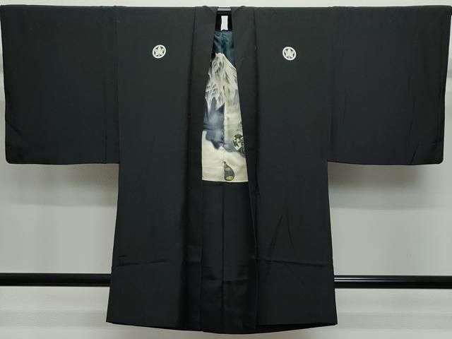 平和屋着物○男性 黒紋付 羽織セット 正絹 逸品 CAAX1113vf CAAS8404vf  