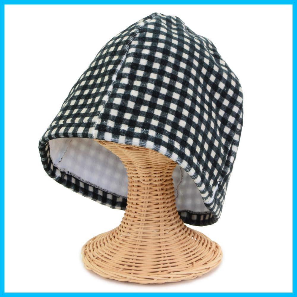 人気商品 キャップ 日本製 大きめ メンズ 今治 レディース 帽子 洗える サウナグッズ タオル 綿 サウナ コットン 今治タオル のぼせ防止 髪の傷み防止 サウナハット チェックブラック Lulu-berry Lサイズ WHITEMONARCHHOTEL_COM