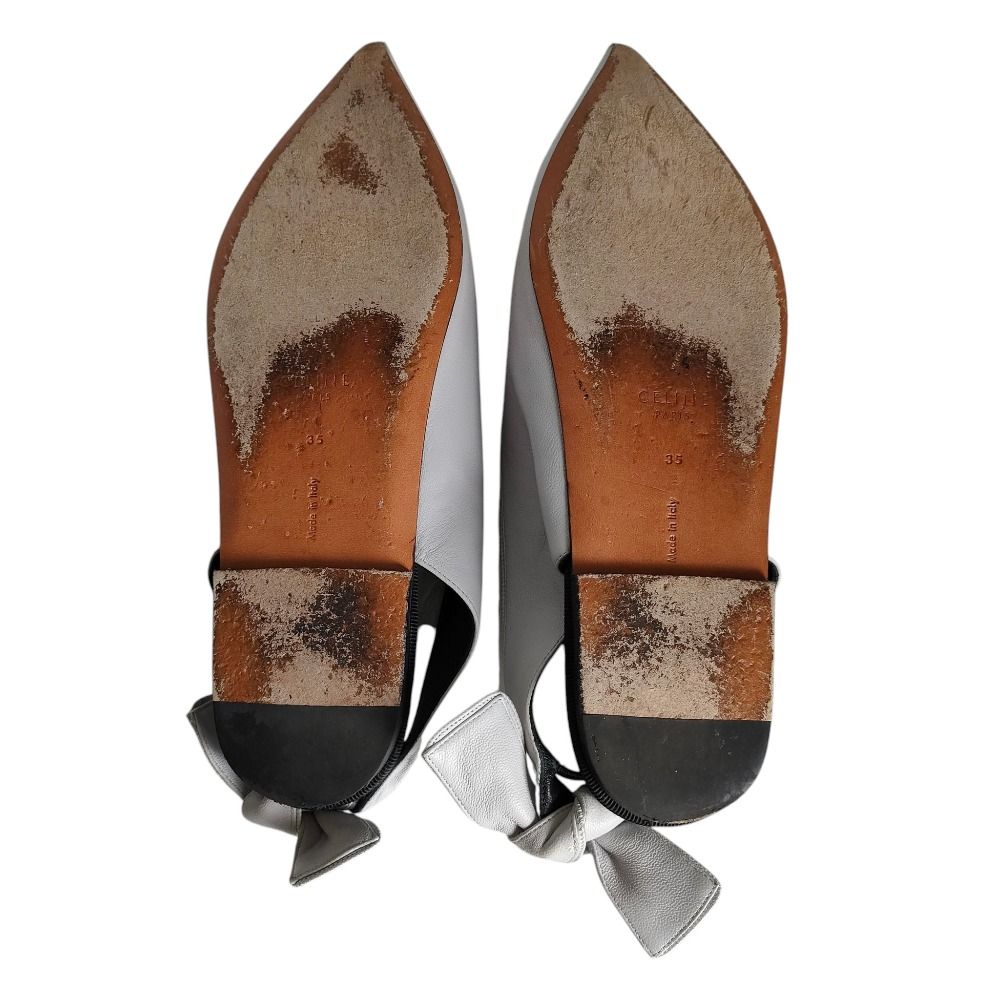 良品 CELINE セリーヌ フィービー期 レザー スリングバックリボン v  