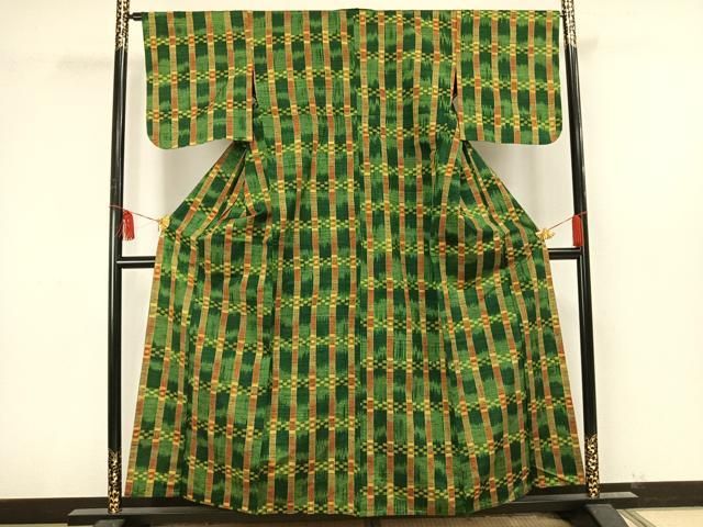 平和屋着物▽本場琉球紬 単衣 手織 正絹 逸品 AAAZ1512fy