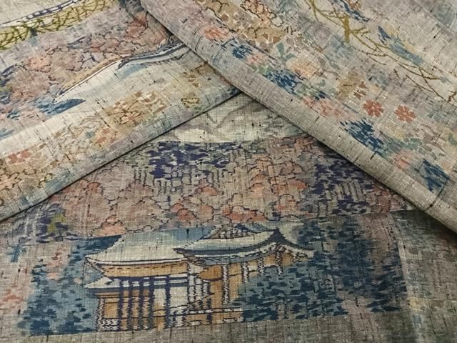 平和屋着物○本場小千谷紬 横段風景花文 正絹 逸品 AAAT9510np - メルカリ