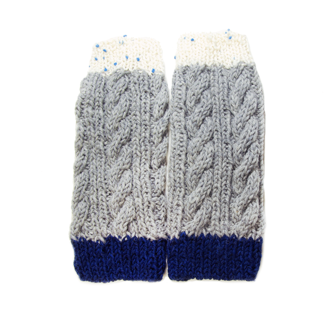 １点もの・手編みのオールウォーマー（青い雪）-0