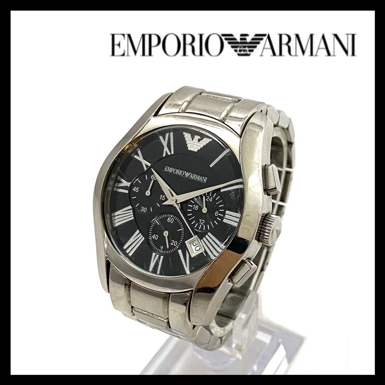 EMPORIO ARMANI】AR-0673 クォーツ クロノグラフ デイト ブラック