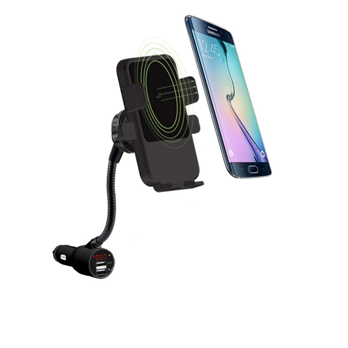【ラスト1点】2USBポート 電圧計付For 車載ホルダー シガーソケット Samsung カーチャージャー Galaxy ワイヤレス充電器 Qi S9/S9+/S8/S7など XBERSTAR
