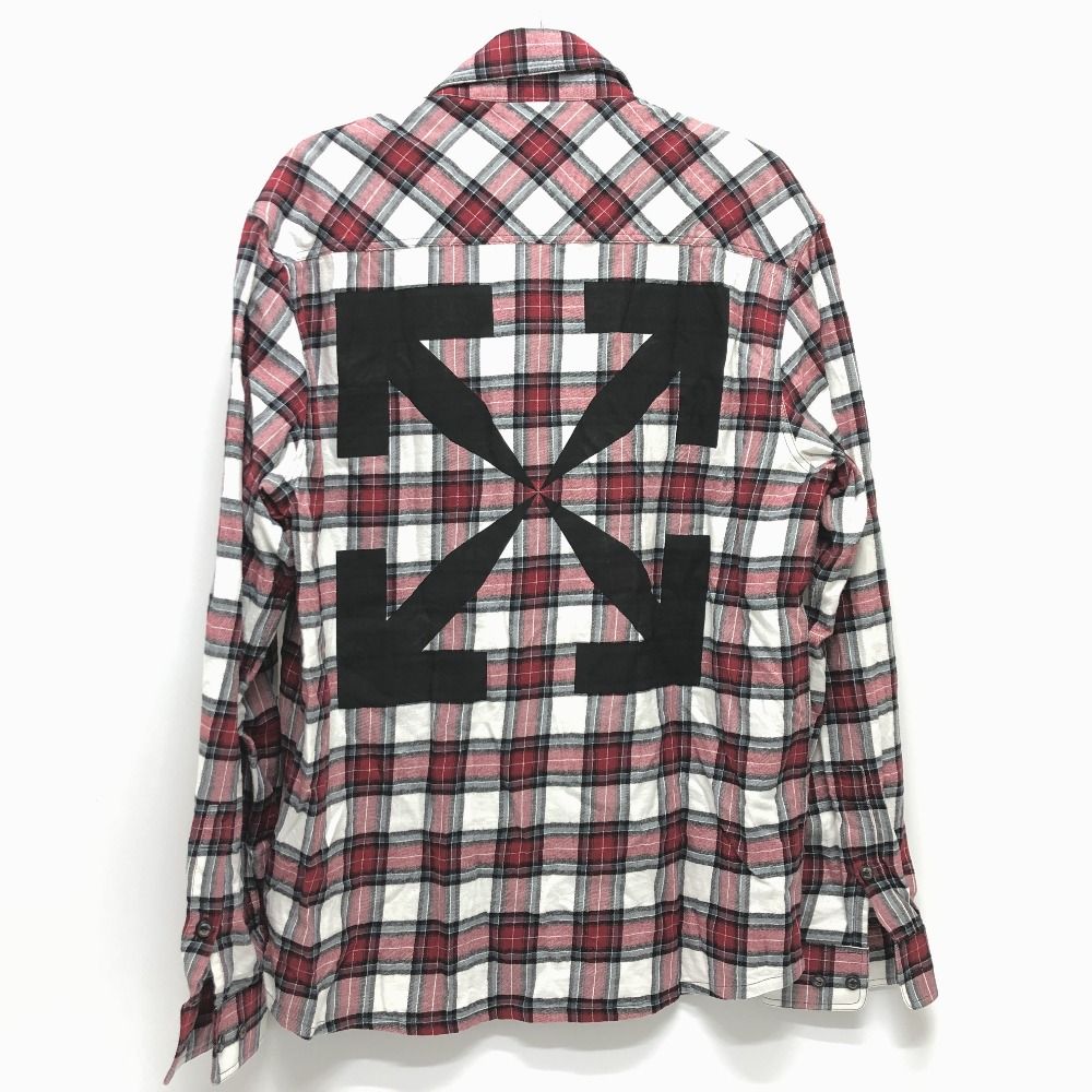 OFF-WHITE オフホワイト 長袖シャツ スプレー チェック柄 コットン