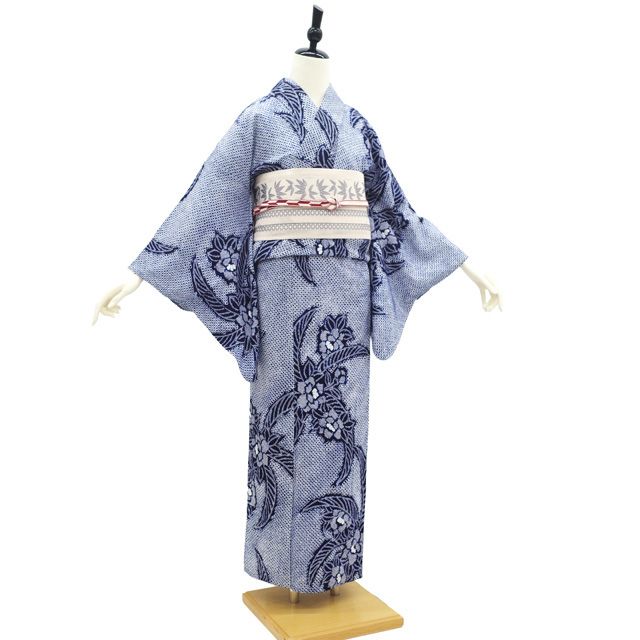 有松鳴海絞り浴衣✨手縫い仕立て・未使用品しつけ付き 中古】 夏物 本場有松鳴海絞り 浴衣 リサイクル 有松 ゆかた