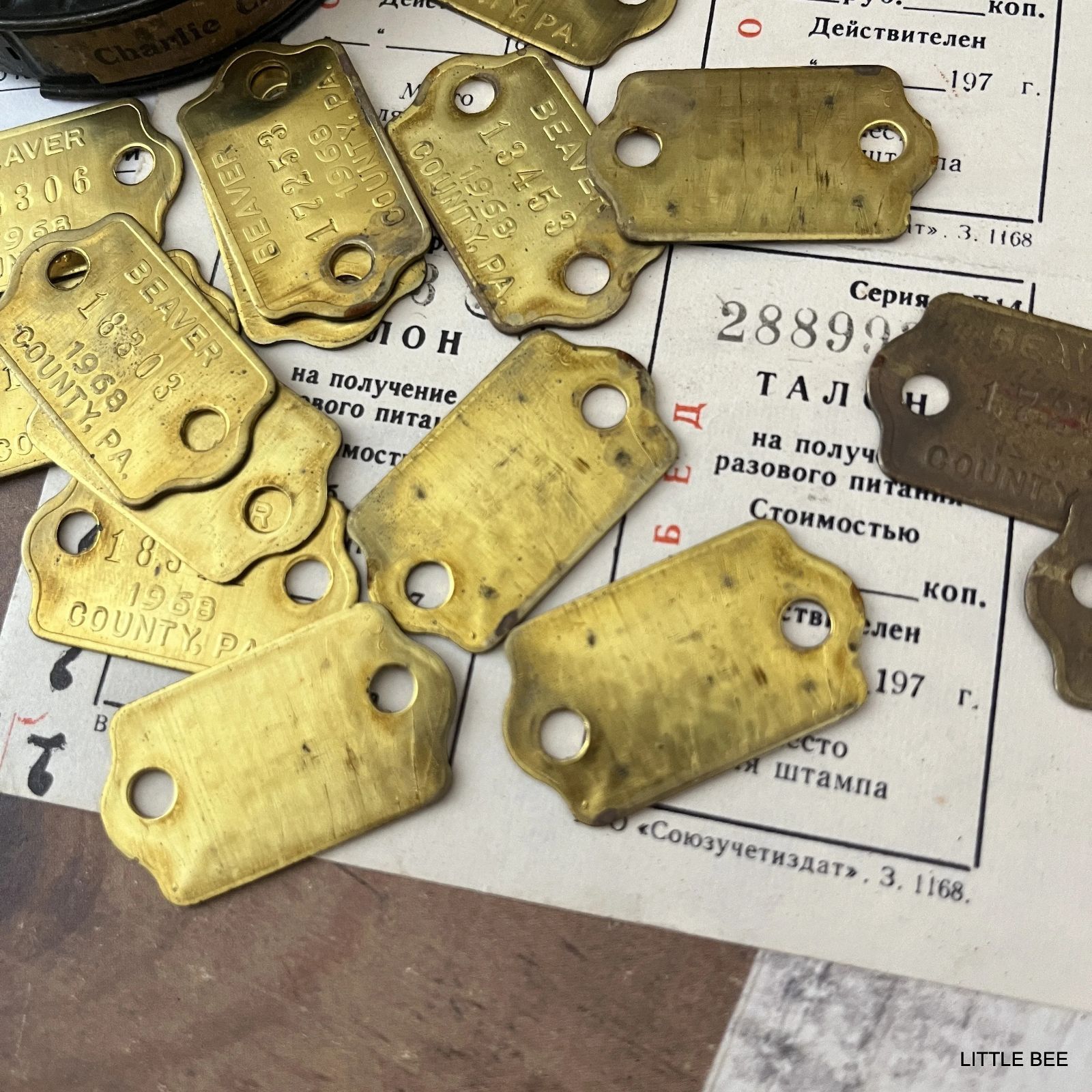 142・R-1793 真鍮 ライセンスプレート 1968年 1枚 vintage tag 古い物