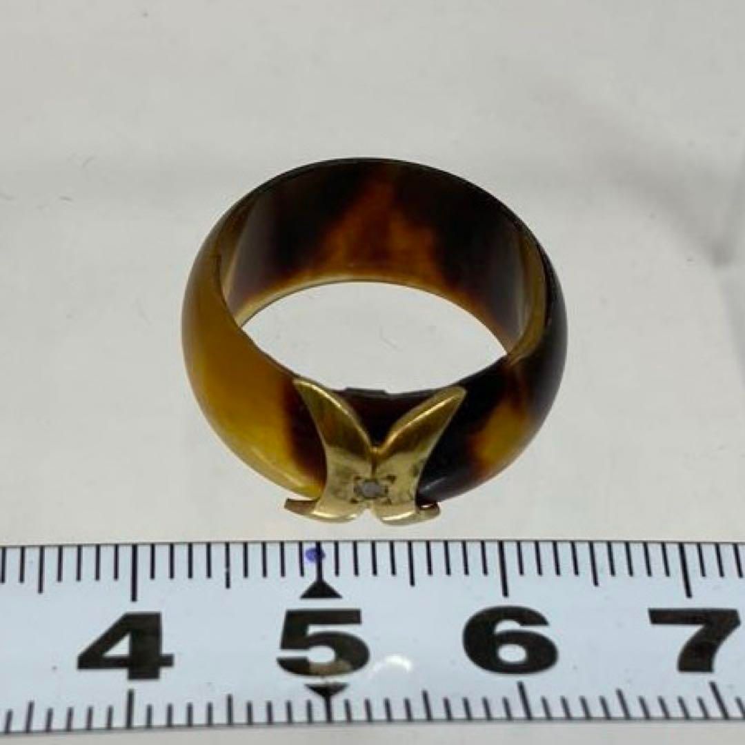 K18刻印 0.02ctダイヤ刻印 鼈甲 指輪 2.0g 東さ6-0401 2F